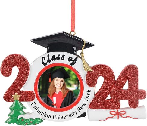 Personalized 2024 Graduation Ornament, Graduation Picture Frame Christmas Tree Ornament, Class of 2024 Ornaments, Keepsake Gift for High School, College Graduate, Masters, PhD, College Students (Blue) in Saudi Arabia
