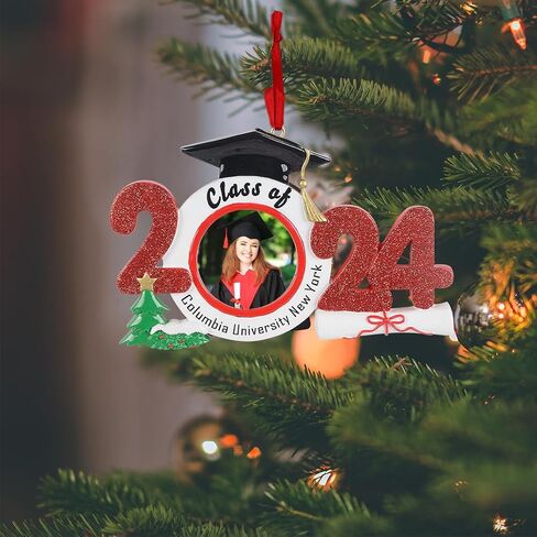 Personalized 2024 Graduation Ornament, Graduation Picture Frame Christmas Tree Ornament, Class of 2024 Ornaments, Keepsake Gift for High School, College Graduate, Masters, PhD, College Students (Blue) in Saudi Arabia