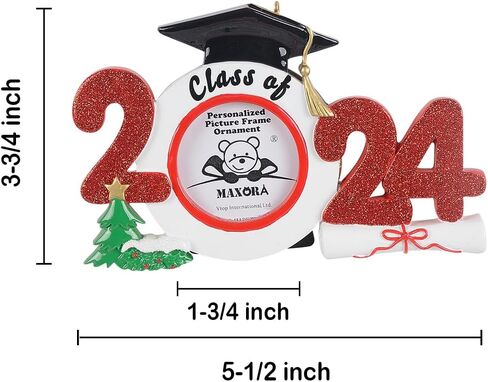 Personalized 2024 Graduation Ornament, Graduation Picture Frame Christmas Tree Ornament, Class of 2024 Ornaments, Keepsake Gift for High School, College Graduate, Masters, PhD, College Students (Blue) in Saudi Arabia