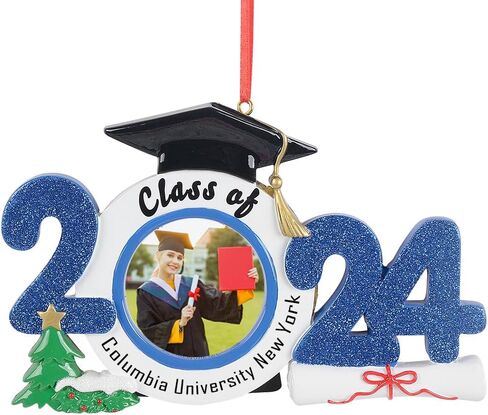 Personalized 2024 Graduation Ornament, Graduation Picture Frame Christmas Tree Ornament, Class of 2024 Ornaments, Keepsake Gift for High School, College Graduate, Masters, PhD, College Students (Blue) in Saudi Arabia