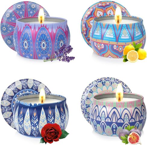 شموع عيد الميلاد المعطرة للنساء - شموع الصويا الكبيرة بوزن 4.4 أونصة للمنزل، شموع معطرة برائحة الزيوت العطرية طويلة الأمد بنسبة 8% للعطلات مثل عيد الشكر والكريسماس ورأس السنة الجديدة. in Saudi Arabia