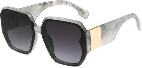 AMOMOMA Vintage Oversized Square Sunglasses for Women,Fashion Big Sun Glasses UV400 Protection AM6636 in Kuwait