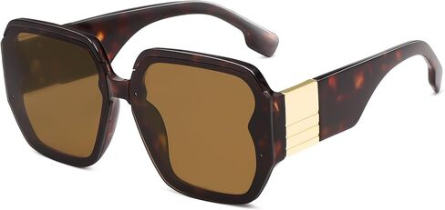 AMOMOMA Vintage Oversized Square Sunglasses for Women,Fashion Big Sun Glasses UV400 Protection AM6636 in Kuwait