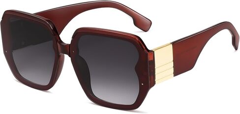 AMOMOMA Vintage Oversized Square Sunglasses for Women,Fashion Big Sun Glasses UV400 Protection AM6636 in Kuwait