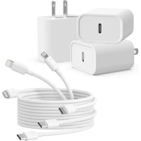 3Pack iPhone Charger [MFi Certified], iGENJUN 20W PD USB C Wall Charger Block with 6FT Type C to Lightning Cable Fast Charging Adapter Compatible with iPhone 14/14 Pro Max/13/XS/XR/X-White
