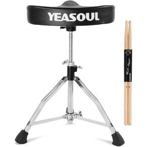 YEASOUL طبل العرش مقعد مبطن طبل كرسي طبل البراز ارتفاع قابل للتعديل مزدوجة تستعد للطبول (Y02-أسود)