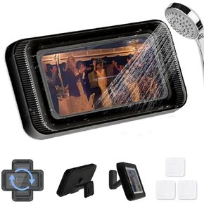 FANDENINI Shower Phone Holder Waterproof Anti Fog Touch Sensitive Shower Phone Case for Mirror Wall and Bathtub Wall Mounting Between Bathrooms Compatible with 4" - 7" Cell Phones