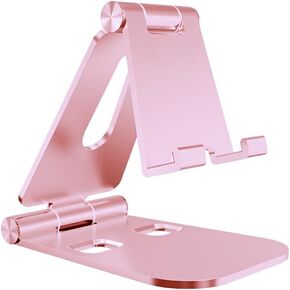 Cell Phone Stand for Angle Height Adjustable Desk Sturdy Aluminum Metal Phone Holder for iPhone,iPad, Mobile Phone, All Android Smartphone,Desktop Pink