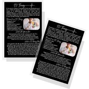 Lashicorn IV intravenous Therapy Information Card | 30 Pack | 4x6 inch Postcard | Therapy Supplies | Hydration Therapy | Drip Therapy | Black and White Design