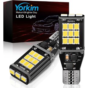Yorkim 921 LED Bulb White CANBUS Error Free T15 LED Bulb Reverse Lights for Truck 921 LED Reverse Light Bulb Car LED Replacement Bulb for 906 904 902 W16W 912 led bulb, Pack of 2