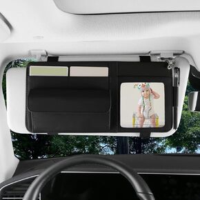 Visor Document Holder for Truck, Car Sun Visor Organizer, Visor Storage Pouch Holder with Sunglasses Clip, Picture Frame, Essential Visor Accessories for Driver Auto Owners(Pink)