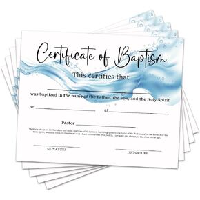 25 Baptism Certificates for Church Baby Dedication Certificate Baby Baptismal Award Baby Dedication Certificates Paper for Child Dedication Christening Recognition Gifts 8 Inches X 10 Inches - FS227