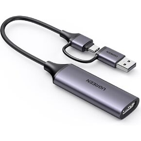 UGREEN Capture Card Full HD 1080P 60FPS HDMI to USB A/Type C 4K Video Capture Card for Streaming, Recording, Gaming, Compatible with Switch, PS4, PS5, Xbox, Work with PC/Windows/Mac OS