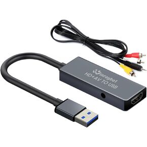 HD/AV/RCA/VHS to USB –Analog to Digital Video Converter Digitalizing Analog Videos-VCR to Digital-VHS to Digital Converter 2 in 1 Vedio Capture Card