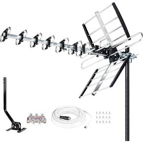 Five Star HDTV Antenna 2024 Newest Version VHF/UHF 4K 200 Miles Range with Antenna Splitter Support 4 Tvs & 40ft RG6 Cable, ATSC 3.0 Ready, Mounting Hardware Included