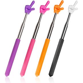 4 Pcs Teacher Pointer Stick for Classroom Extendable Pointer Finger Telescoping Hand Pointer Retractable Pointing Stick Reading Aid for Presentation Whiteboard (Red, Yellow, Blue, Green)