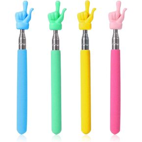 4pcs Teachers Pointer Sticks, Telescopic Teachers Pointer for Classroom Presentation Whiteboard Extendable Pointing Stick for Teachers Speakers (Pink, Yellow, Blue, Green)