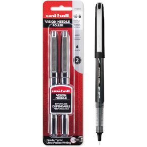 أقلام كرة دوارة بإبرة Uniball Vision، مجموعة أقلام سوداء مكونة من قطعتين، أقلام صغيرة مع حبر 0.5 مم، قلم حبر أسود، أقلام كتابة ناعمة ذات نقاط دقيقة، أقلام كبيرة الحجم، ومستلزمات مكتبية in Kuwait