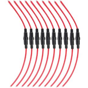 KOLACEN Automotive Car Inline Screw Type 5x20mm AGC Fuse Holder 16 Awg Wire (Pcak of 10)