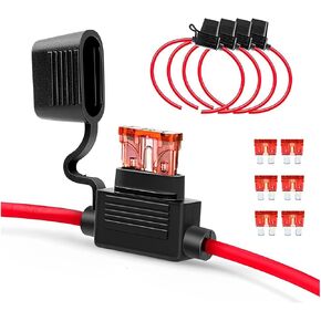 5PCS Inline Fuse Holder, 10/12/14 AWG Gauge Copper Wire, Waterproof ATC/ATO Blade Fuse, Automotive Accessories Universal for Car, Truck, ATV, Boat, Motorbike, Marine (14AGW) in Kuwait