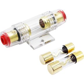 in-line AGU Fuse Holder for 4-10 Gauge AWG Wire / 6 Gauge & 8 Gauge/with Two 80A AGU Fuses for Car Audio/Alarm/Amplifier/Compressors/Auto Parts/Automotive/Marine/Industrial (80Amp, 1 Pack)