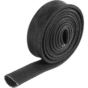 X AUTOHAUX Fiberglass Heat Wire Shield Sleeve Heat High Temp Shield Adjustable Heat Shield 3.2ft 8mm 5/16" Black for Car Wire Protection
