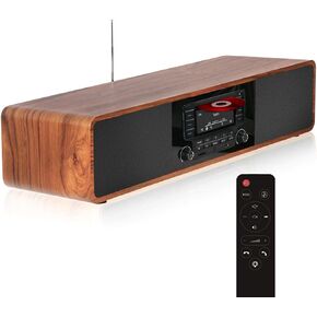 CD Player for Home with Bluetooth Stereo System Wooden Desktop Speakers FM Radio USB SD AUX Remote Control, 28 Inch Long 20 Pounds Weight in Kuwait