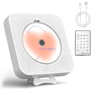 مشغل أقراص مضغوطة لطيف من Yintiny Boombox مع بلوتوث 5.0 لديكور المنزل، ومشغل أقراص مضغوطة محمول مع مكبرات صوت لتشغيل الموسيقى، وقارئ USB [أبيض] in Kuwait