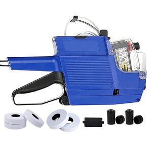 2-Line 20 Digits MX6600 Price Label Gun with 5 Rolls/2800 White Labels 3 Ink Rolls,Price Labeler Tag Maker Machine with String for Office Retail Shop Grocery Store Yard Sale(MX6600 Blue)