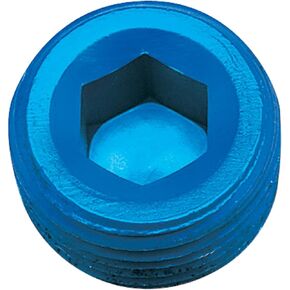 Edelbrock/Russell 662060 Blue Anodized Aluminum 3/8" Allen Socket Pipe Plug