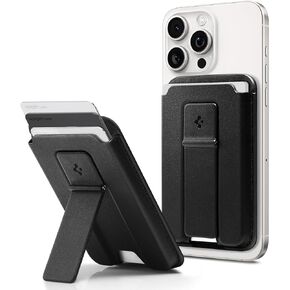 Spigen Smart Fold 2 (MagFit) Magnetic Wallet Card Holder Designed for MagSafe with Kickstand Compatible with iPhone 15, iPhone 14, iPhone 13, iPhone 12 Models - Black
