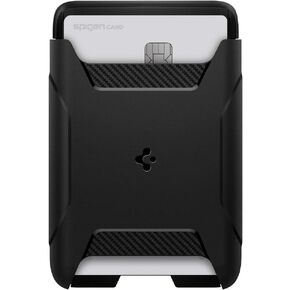 Spigen (MagFit Rugged Armor 2 Magnetic Wallet Card Holder 3-Cards Designed for MagSafe Compatible with iPhone 15, iPhone 14, iPhone 13, iPhone 12 Models - Matte Black