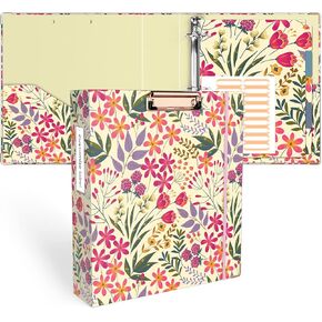 Ospelelf Binder with Clipboard 1 Inch, D Ring Binder for Letter Size (11" x 8.5") with Dividers, File Folder Labels, 3 Ring Binder with Storage for School and Office Supplies