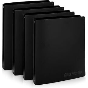 Premium Economy 3 Ring Binder, 1 Inch Pull-Open Round Rings, Holds 175 Sheets, Flexible, Lightweight, 4-Pack, Side Opening, Multi-Color—White, Blue, Yellow, Orange