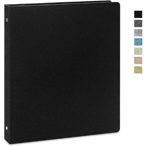 Vienrose 3 Ring Binder 1 Inch Round Rings Durable Binder with Linen Cover Holds 8.5" x 11" Paper for School Office and Home Black