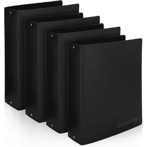 Premium Economy 3 Ring Binder, 2 Inch Pull-Open Round Rings, Holds 400 Sheets, Flexible, Lightweight, 4-Pack, Side Opening, Black