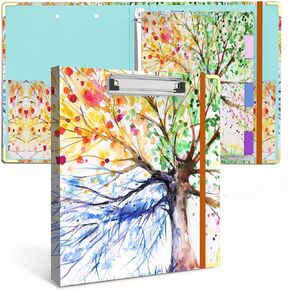3 Ring Binder 1 Inch Ring, 2 Interior Pockets, 5 Tab Dividers, Low Profile Clipboard with Storage, Fashion Cute Binder and Labels Stickers for School Office (Cheetah Spots)