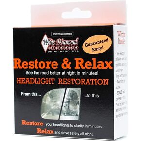 Restore & Relax Headlight Restoration Kit - Easy, Tool Free Car Light Restorer - With Polish & Oxidation Cleaner Wipes, Microfiber Cloths, & Bonus Gift of Black Pearl Protectant