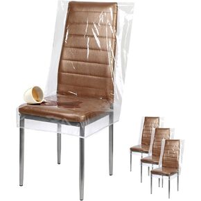 Houseables Plastic Chair Covers, Seat Protectors, Set of 4, 27.5 x 22 Inches, Clear, Vinyl, Dining Room Chairs Protector, Waterproof, Transparent Cover, Laminate Covering, Spill Resistant Slipcovers