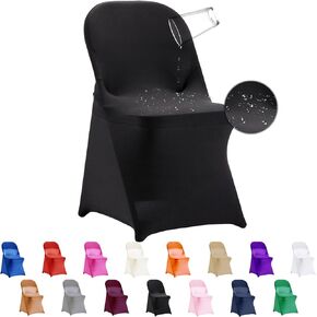 36 PCS Waterproof Stretch Spandex Folding Chair Covers, Dining Room Chair Slipcovers Protector for Wedding, Banquet, Party, Holidays, Celebration and Decoration（Light White）