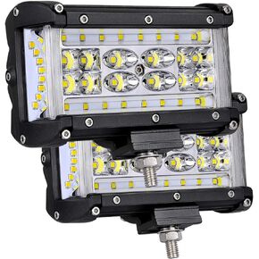 LED Pod Lights, Muto-Beam 5 inch Dually Sided Side Shooter Quad Row LED Fog Lights LED Spot Flood Combo Lights Bar Waterproof Off Road Lighst LED Work Lights for Truck UTV ATV SUV Boat, 3 Year Warrant