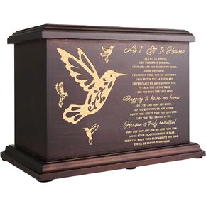 Cremation Memorial Urns for Human Ashes Adult Male Female, Wooden Urns Box and Casket for Ashes Men Women Child, Large Burial Funeral Urns for Ashes, Holds Up to 270 LBS
