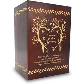 CHIEMOT - Wooden Cremation Urns with Photo Frame for Human Ashes Adult Female Male, Wood Urns Box and Casket, Decorative Urn with picture for Adults Up to 200 lbs (Large, Stairway to Heaven)