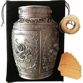 Keepsake Rose Urns for Human Ashes Cremation Burial Urn for Adult Human Ashes Beautiful Zinc Alloy Decorative Funeral Urns（Red Copper）