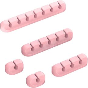 Cable Organizer Clips Cord Holder - 5 Packs Self Adhesive Cable Management for USB Cable/Power Cord/Wire, Car and Desk, Home and Office (7-5-3-1-1 Slots) Black Cord Organizer