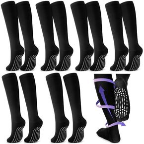 Xtinmee 6 Pairs Non Slip Compression Socks Compression Socks 20-30 Mmhg Anti Skid Compression Socks Hospital Socks