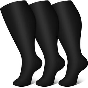 FEYHAY Plus Size Copper Compression Socks (3 Pairs) 20-30 mmHg Circulation Stocks is Best Athletic & Daily for Men & Women