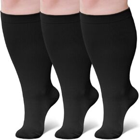 CaiDieNu Plus Size Compression Socks for Women & Men: Wide Calf Up to 6XL 20-30 mmHg Knee High Support Circulation 3 Pairs