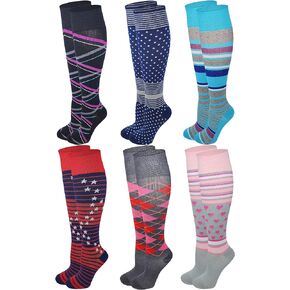 Different Touch Dr. Shams Women 6 pairs pack Cotton Graduted compression knee high socks