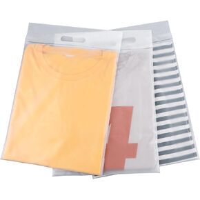 Svaldo Plastic Shipping Bags Portable, 12x14 inch, Pack of 100, Durable Self Seal Poly Portable T Shirt Bags 3 Mil Thick for Business Packing Mailing Travel, Frosted, with Handle